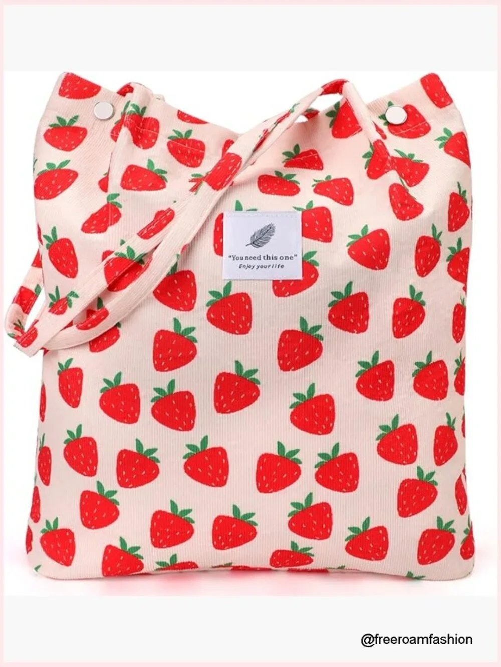 Large Capacity Corduroy Tote Bag with Pockets, Reusable Grocery Shoulder Bag